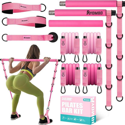 Ultimate Pilates Bar Kit with Resistance Bands - Versatile Home Gym Equipment for Full-Body Workouts, Perfect Christmas Gift for Fitness Enthusiasts!