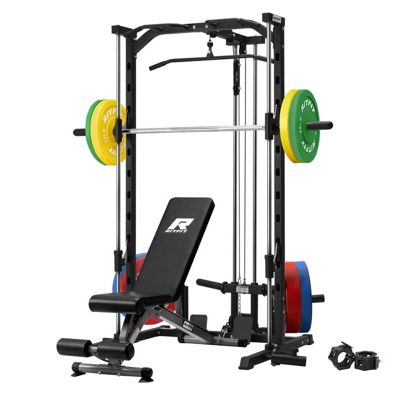 Ritfit PSR05 Ultimate Multifunctional Smith Machine with 13 Accessories - Complete Home Gym System for Strength Training and Squats