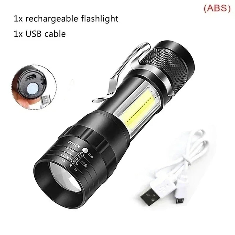 Illuminate Your Adventures with the Ultra Bright USB Rechargeable Tactical LED Flashlight – Perfect for Camping, Hiking & Emergency Situations!