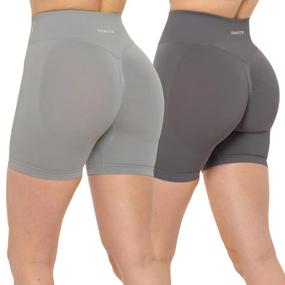 SHAFITS Women'S 2-Piece Seamless High Waisted Scrunch Shorts 4.5" Tummy Control & Moisture-Wicking Breathable Gym Yoga Shorts Flexible Athletic Wear