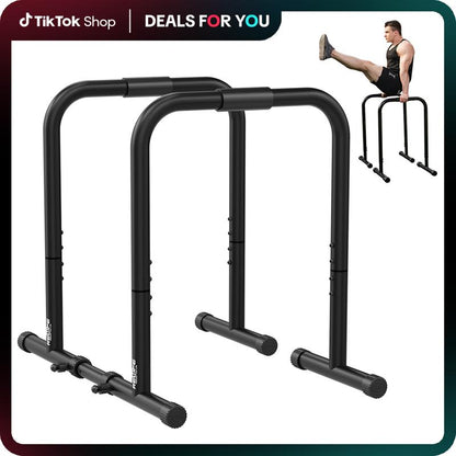 Relife Heavy Duty Dip Station - Ultimate Fitness Workout Dip Bar & Parallette Push Up Stand for Strength Training