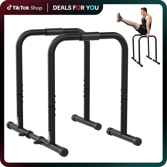 Relife Heavy Duty Dip Station - Ultimate Fitness Workout Dip Bar & Parallette Push Up Stand for Strength Training