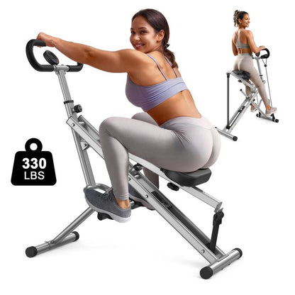 Flybird Squat Fitness Machine , Ride & Rowing Motion for Glutes, Thighs, Abs, and Leg Strength Training at Home, Foldable Core Trainer with 4 Resistance Levels,Whole Body Workout Machine with 330Lbs Capacity