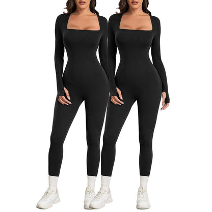Elevate Your Workout: Sese Code Women's Long Sleeve Ribbed Yoga Jumpsuit for Ultimate Comfort and Style