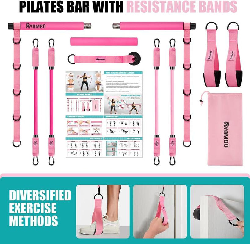 Ultimate Pilates Bar Kit with Resistance Bands - Versatile Home Gym Equipment for Full-Body Workouts, Perfect Christmas Gift for Fitness Enthusiasts!