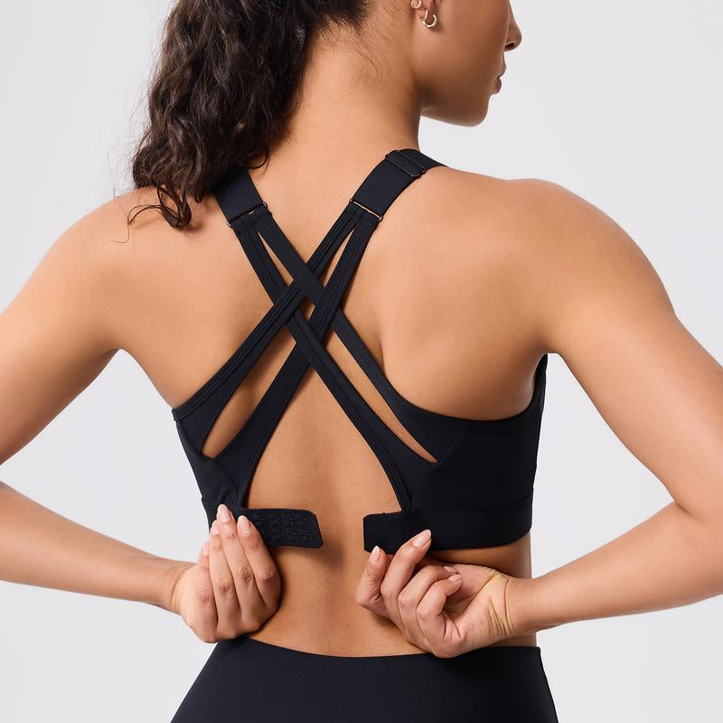High Impact Sports Bra for Women – High Support Molded Cups, Adjustable Straps & Back Closure, Cross, Workout & Running Bra