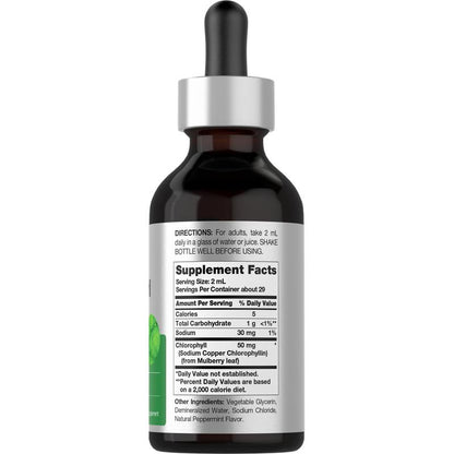 Horbäach Liquid Chlorophyll Drops - 2 Oz | Vegan, Non-GMO, Gluten-Free | Refreshing Natural Peppermint Flavor