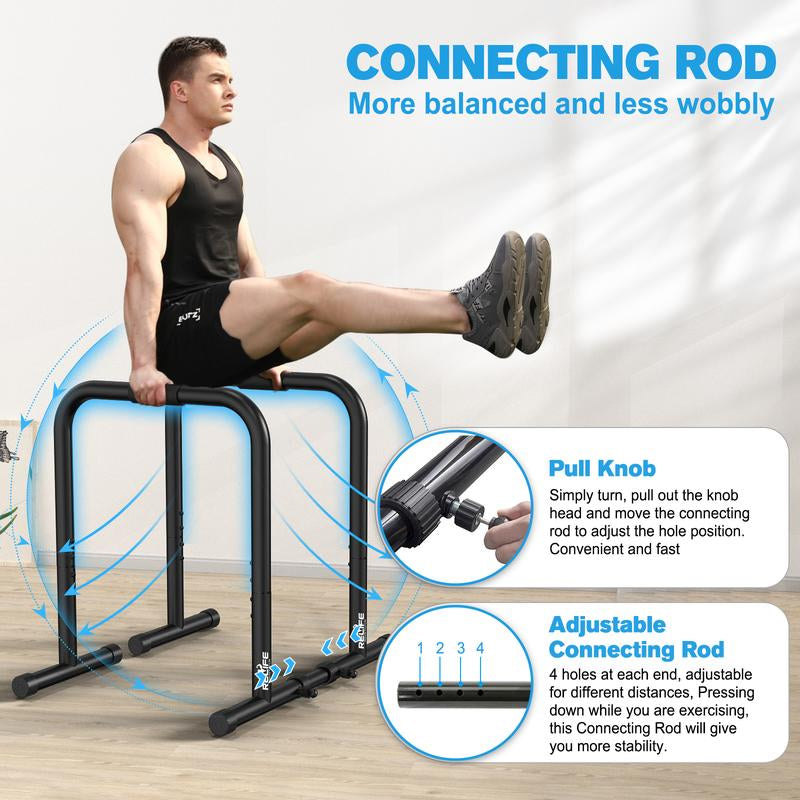 Relife Heavy Duty Dip Station - Ultimate Fitness Workout Dip Bar & Parallette Push Up Stand for Strength Training