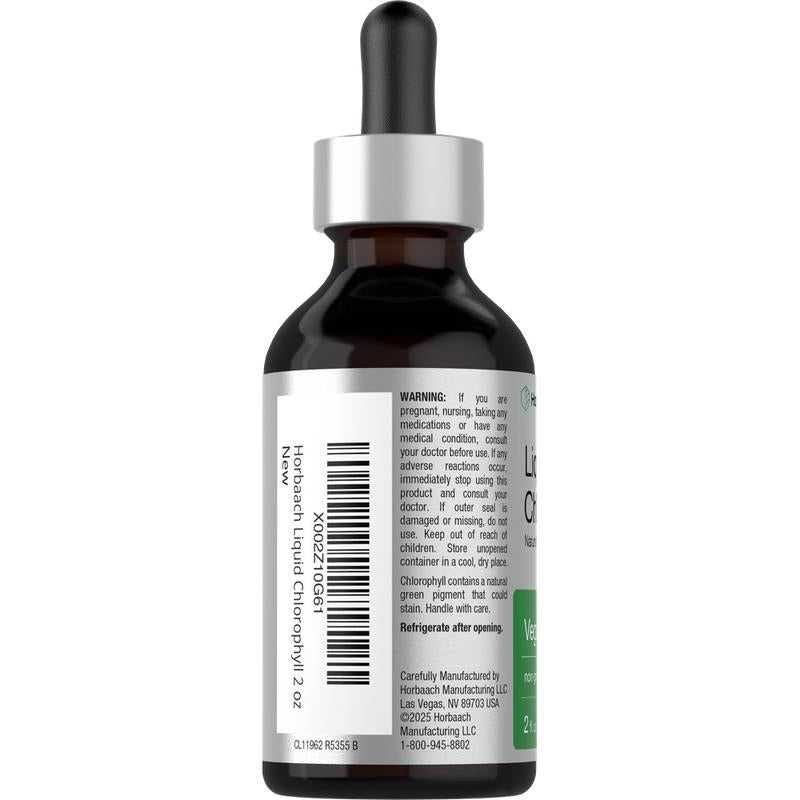 Horbäach Liquid Chlorophyll Drops - 2 Oz | Vegan, Non-GMO, Gluten-Free | Refreshing Natural Peppermint Flavor