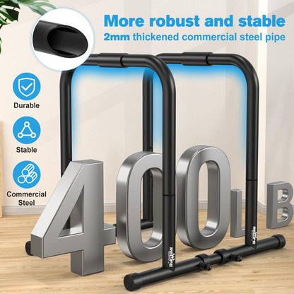 Relife Heavy Duty Dip Station - Ultimate Fitness Workout Dip Bar & Parallette Push Up Stand for Strength Training