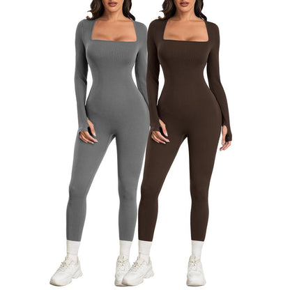Elevate Your Workout: Sese Code Women's Long Sleeve Ribbed Yoga Jumpsuit for Ultimate Comfort and Style