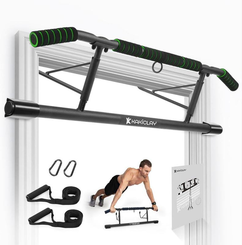 Elevate Your Workout with Tikaton Doorway Pull-Up Bar - Angled Grip & Bonus Suspension Straps for Ultimate Home Gym Experience!