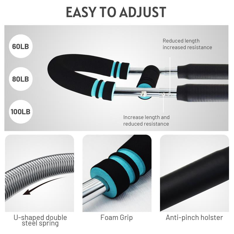 2025 Pro Adjustable Arm & Chest Muscle Trainer - Ultimate Stainless Steel Fitness Tool with Anti-Slip Blue Grips & Customizable Resistance for All Fitness Levels - Perfect for Home Workouts!