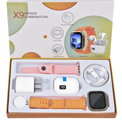 Ultimate 6-In-1 Smartwatch Kit: Smartwatch, Bluetooth Headphones, 20W Fast Charger, Type-C Cable & Adapter - Compact & Portable Audio Solution!