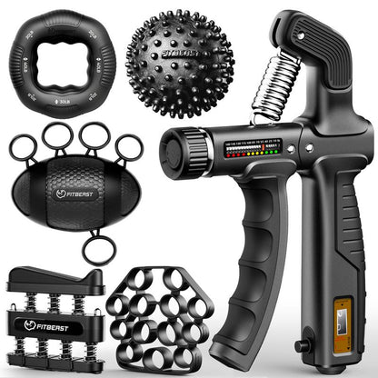 Fitbeast Adjustable Grip Strength Trainer Kit - 10-160 Lbs Pro Hand and Forearm Strengthener with Multi-Function Massage Balls for Therapy and Recovery