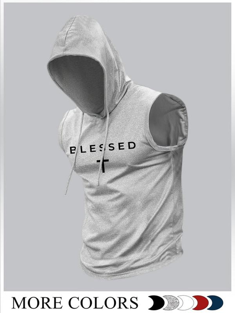 Men'S Fashion Hooded Sports Vest, Casual Summer Wear, Moderate Fabric Thickness, Fitted Style, Ideal for Outdoor Activities