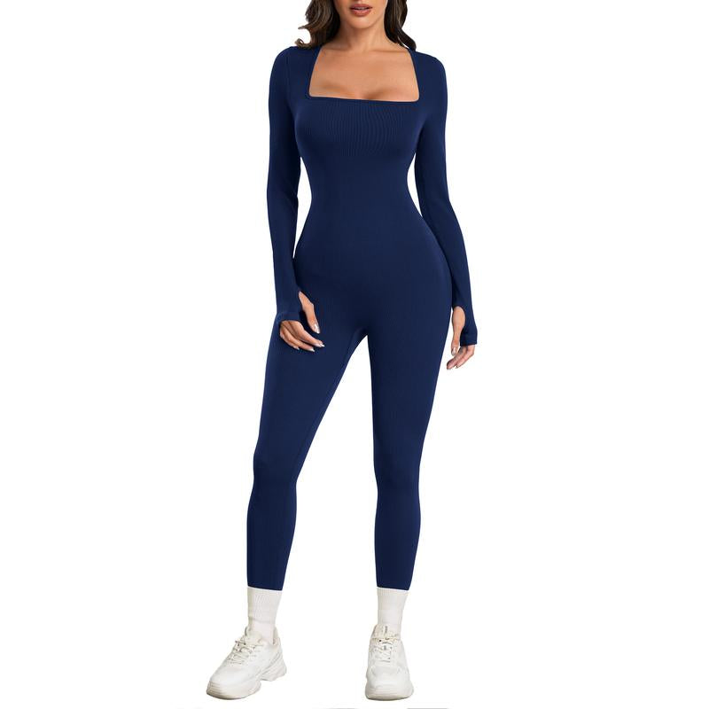 Elevate Your Workout: Sese Code Women's Long Sleeve Ribbed Yoga Jumpsuit for Ultimate Comfort and Style
