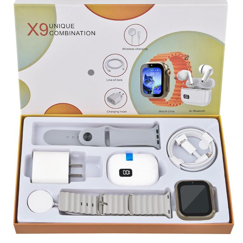 Ultimate 6-In-1 Smartwatch Kit: Smartwatch, Bluetooth Headphones, 20W Fast Charger, Type-C Cable & Adapter - Compact & Portable Audio Solution!