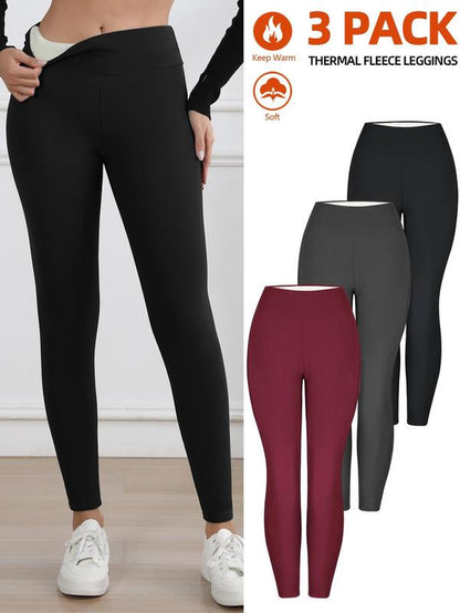 CHRLEISURE 1/3PCS Winter Thick Warm Fleece Lined Leggings for Cold Weather High Waist Women'S Cozy Workout Wear Fleece Pants for Yoga Riding Casual Wear