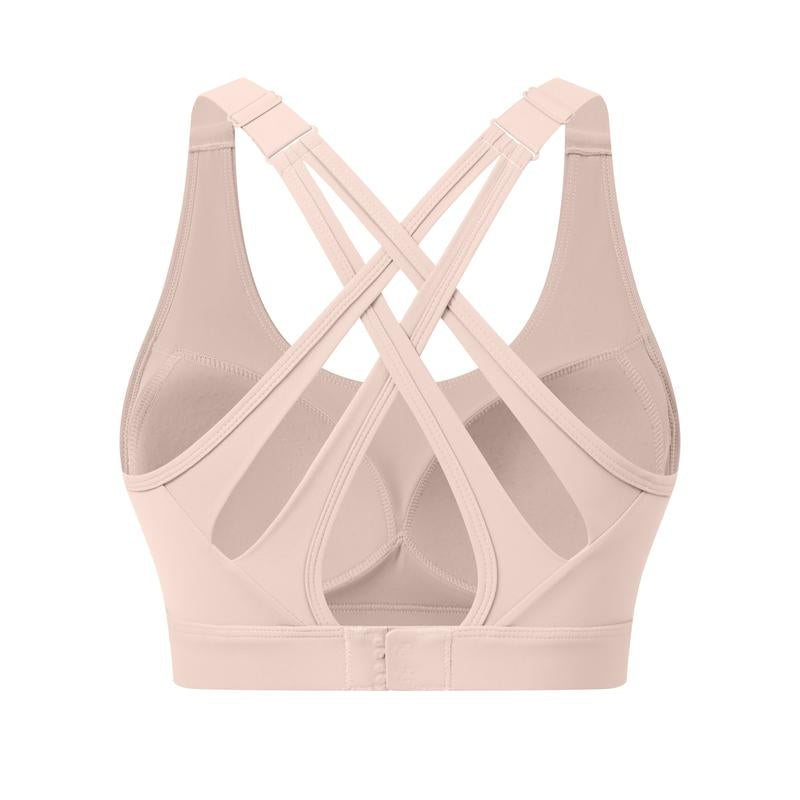High Impact Sports Bra for Women – High Support Molded Cups, Adjustable Straps & Back Closure, Cross, Workout & Running Bra