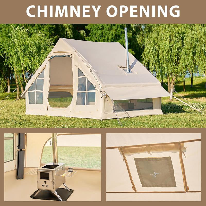 Docred Inflatable Tent for 4-6 People, 4 Season Glamping Tents with Pump, Easy Set up Waterproof Windproof Outdoor Blow up Tent, Luxury Cabin Tent with Mesh Windows & Doors