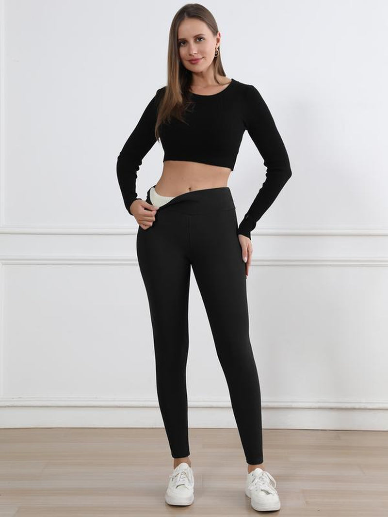 CHRLEISURE 1/3PCS Winter Thick Warm Fleece Lined Leggings for Cold Weather High Waist Women'S Cozy Workout Wear Fleece Pants for Yoga Riding Casual Wear