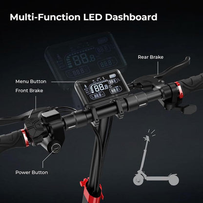 【Back to School Sale】Off-Road Powerful Electric Scooter, 800W/500W Motor, 28Mph/25Mph,28Miles/23Miles,10' Pneumatic Tires, LED Screen Design, Double Suspension, APP Control, Adult Commuting Electric Scooter