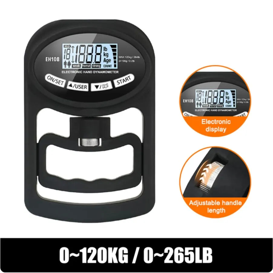 Ultimate Digital Grip Strength Tester - 265Lbs/120Kg Hand Dynamometer with USB & LCD for Peak Performance Training