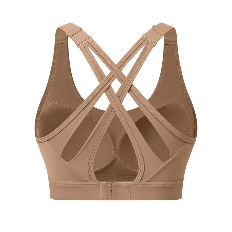 High Impact Sports Bra for Women – High Support Molded Cups, Adjustable Straps & Back Closure, Cross, Workout & Running Bra