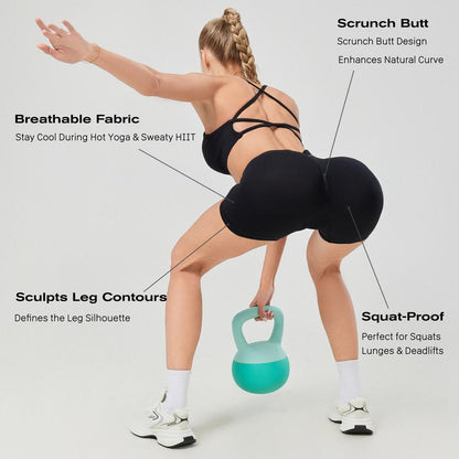 SHAFITS Women'S 2-Piece Seamless High Waisted Scrunch Shorts 4.5" Tummy Control & Moisture-Wicking Breathable Gym Yoga Shorts Flexible Athletic Wear