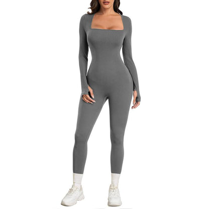 Elevate Your Workout: Sese Code Women's Long Sleeve Ribbed Yoga Jumpsuit for Ultimate Comfort and Style