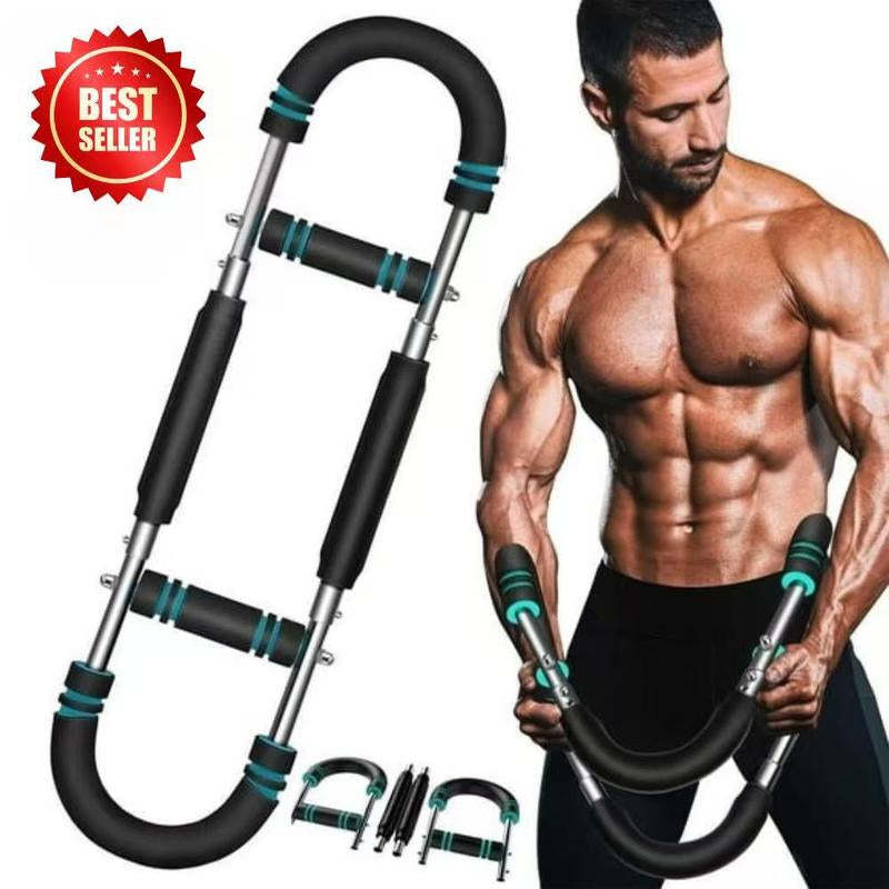 2025 Pro Adjustable Arm & Chest Muscle Trainer - Ultimate Stainless Steel Fitness Tool with Anti-Slip Blue Grips & Customizable Resistance for All Fitness Levels - Perfect for Home Workouts!