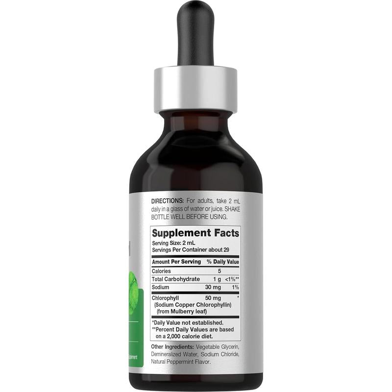 Horbäach Liquid Chlorophyll Drops - 2 Oz | Vegan, Non-GMO, Gluten-Free | Refreshing Natural Peppermint Flavor