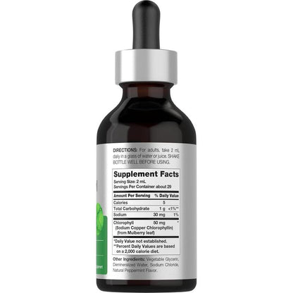 Horbäach Liquid Chlorophyll Drops - 2 Oz | Vegan, Non-GMO, Gluten-Free | Refreshing Natural Peppermint Flavor