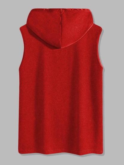 Men'S Fashion Hooded Sports Vest, Casual Summer Wear, Moderate Fabric Thickness, Fitted Style, Ideal for Outdoor Activities