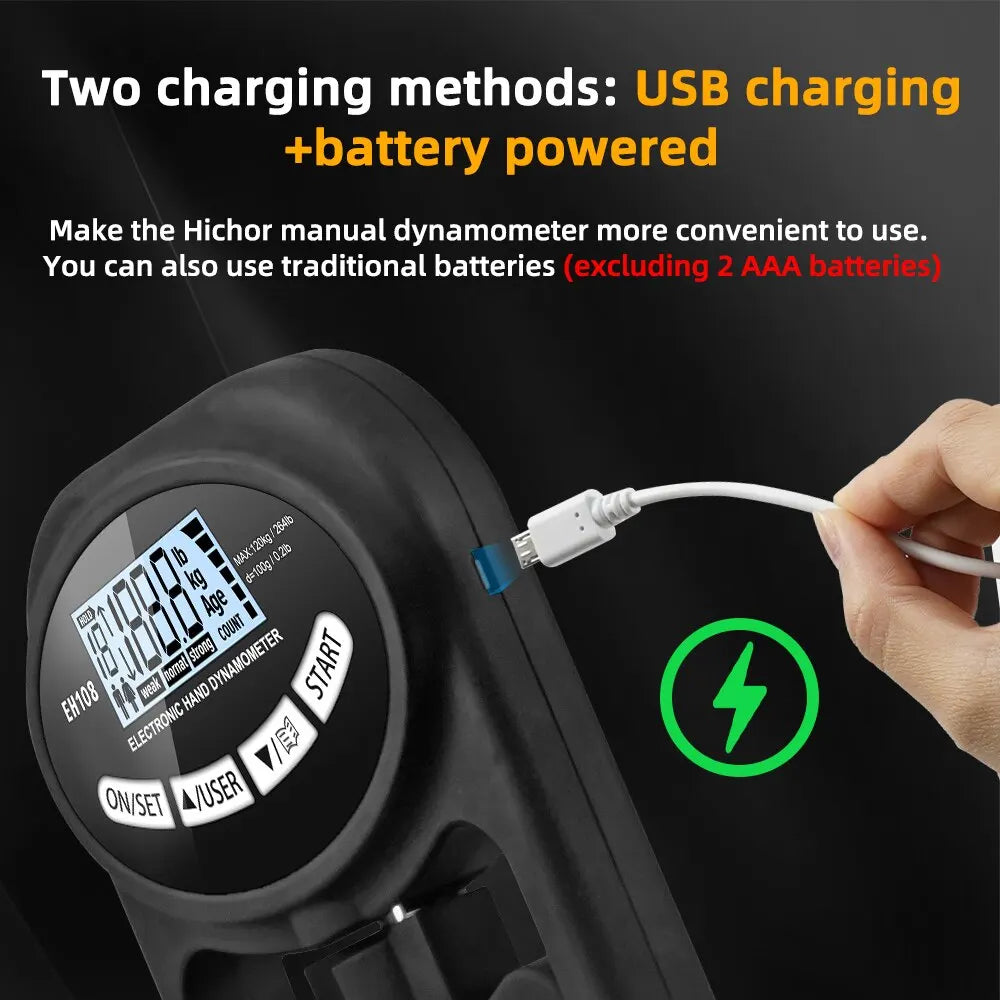 Ultimate Digital Grip Strength Tester - 265Lbs/120Kg Hand Dynamometer with USB & LCD for Peak Performance Training