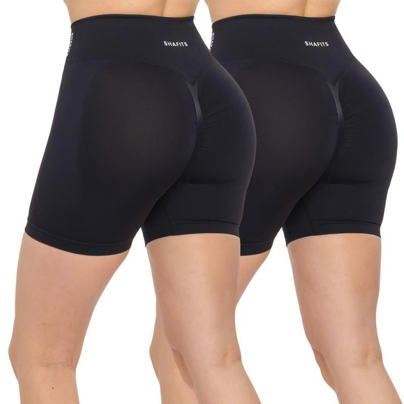 SHAFITS Women'S 2-Piece Seamless High Waisted Scrunch Shorts 4.5" Tummy Control & Moisture-Wicking Breathable Gym Yoga Shorts Flexible Athletic Wear