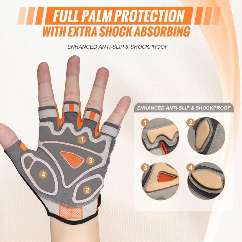 FEIWOOD GEAR Breathable Cycling Gloves Half Finger Bicycle Gloves Anti-Slip Shock Absorbing Padded MTB Road Biking Gloves for Men/Women