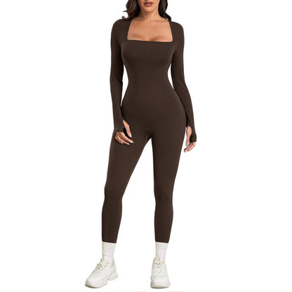 Elevate Your Workout: Sese Code Women's Long Sleeve Ribbed Yoga Jumpsuit for Ultimate Comfort and Style