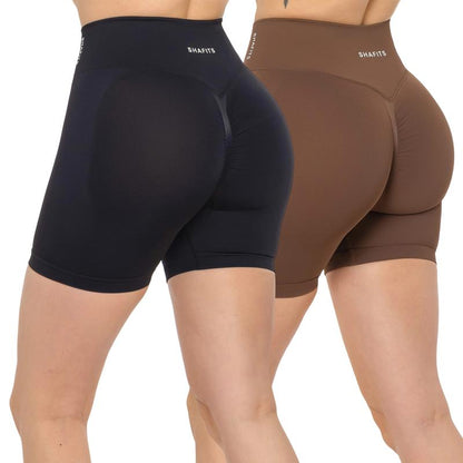 SHAFITS Women'S 2-Piece Seamless High Waisted Scrunch Shorts 4.5" Tummy Control & Moisture-Wicking Breathable Gym Yoga Shorts Flexible Athletic Wear